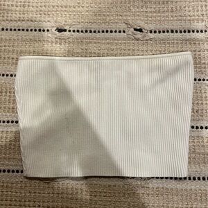 Aritzia Babaton Sculpt Knit Strapless Crop Top in White